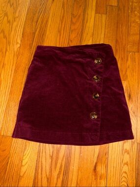 Altar'd State Burgundy Velvet Button-Front Mini Skirt